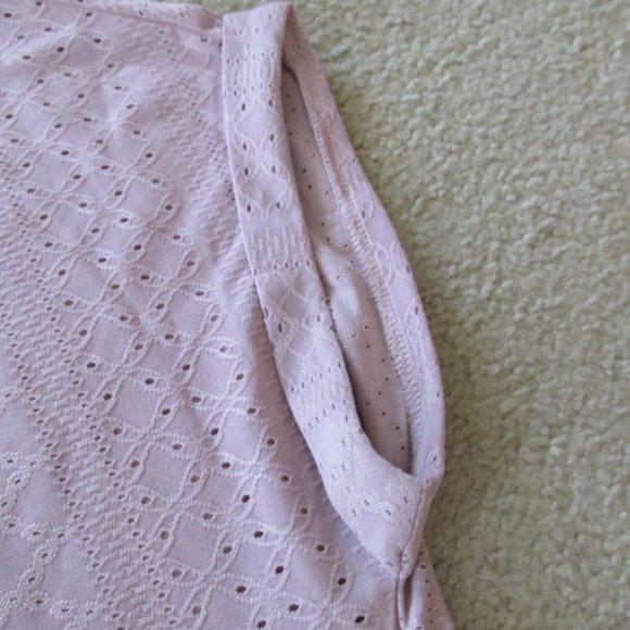 Pullover Blouse Womens Large Pink Mauve Short Sleeve Crew‎ Neck Shirt Top - Picture 3 of 5